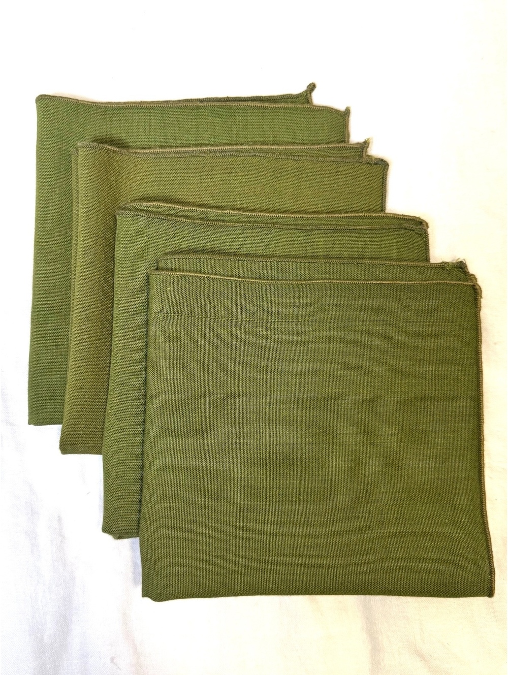 Olive green cocktail napkins set of 4 gently used 12" x 12"
